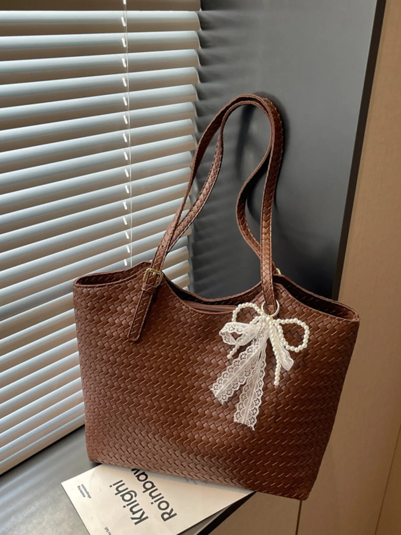 Woven Leather Shoulder Bag