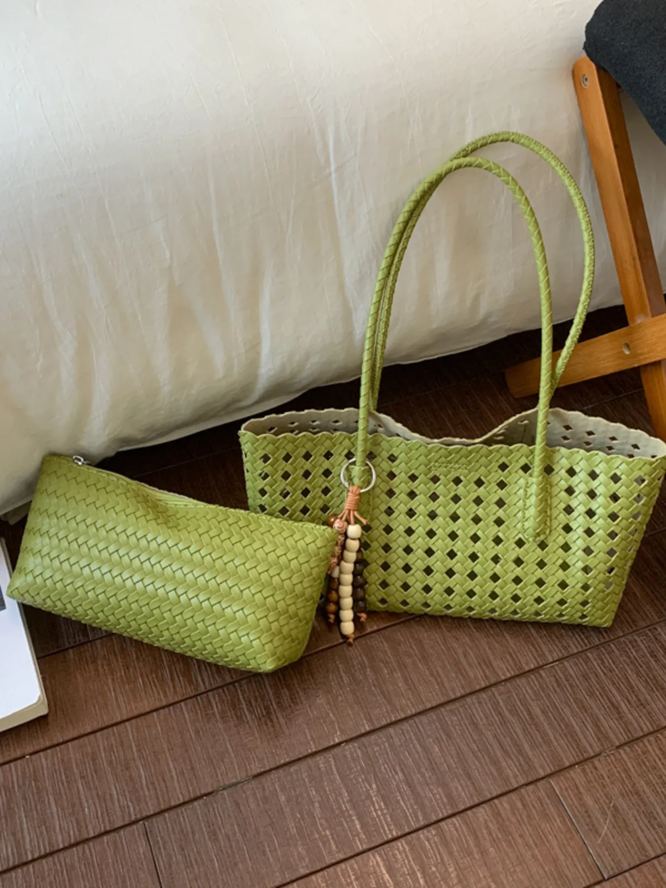 Woven Hollow-Out Shoulder Bag